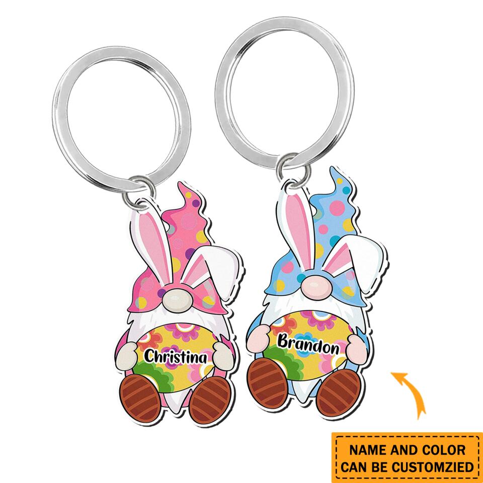 Personalized Couple elvess Bunny Custom Name Wooden Keychain